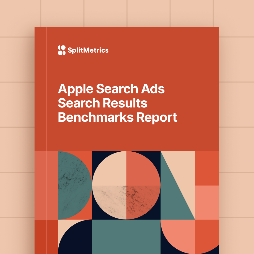 A cover to the Apple Search Ads Search Results Benchmarks Report