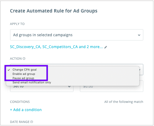 Updated automation for ad groups